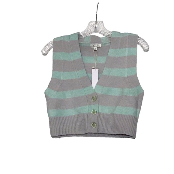 FOR LOVE & LEMONS Maud Striped Crop Sweater Vest Size XL Nwt - Picture 3 of 7